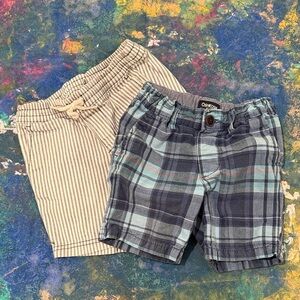 3T OshKosh B'gosh Blue Plaid Striped Shorts AND Old Navy Striped Shorts